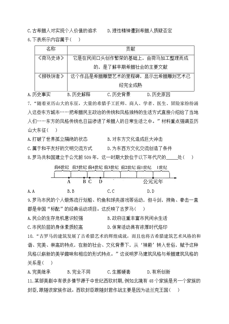 2023-2024学年人教部编版九年级上学期历史期中达标测试卷（B卷）（含答案）第2页