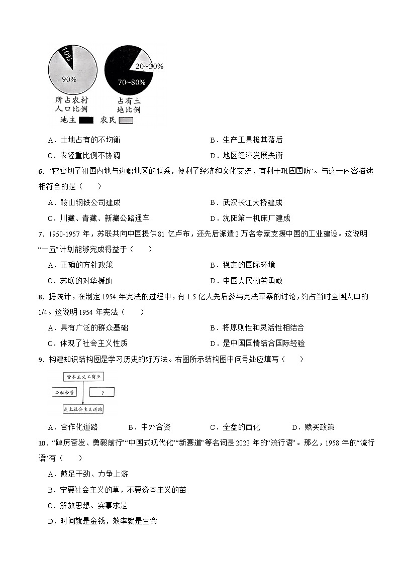 安徽省淮北市五校联考2022-2023学年八年级下学期历史期中考试试卷02