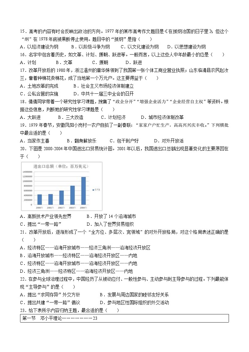 江西省南昌市二十八中教育集团2022-2023学年八年级下学期期中历史试题第3页