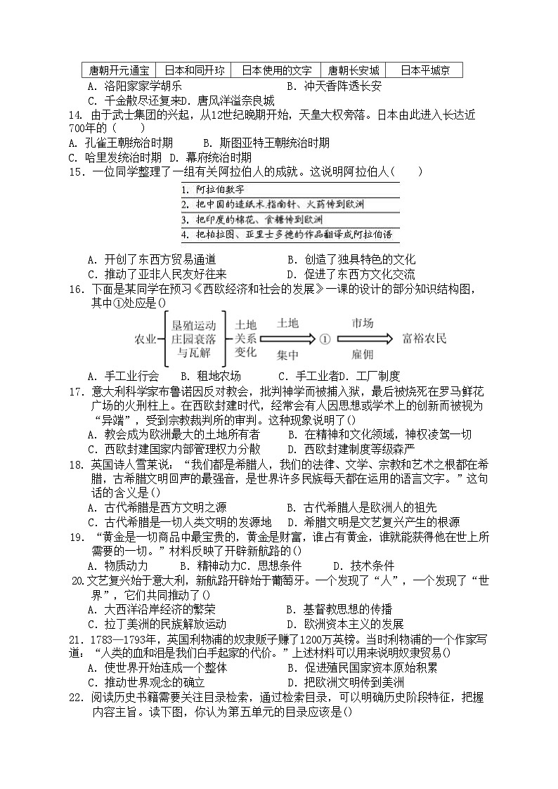 九年级历史10月第3页