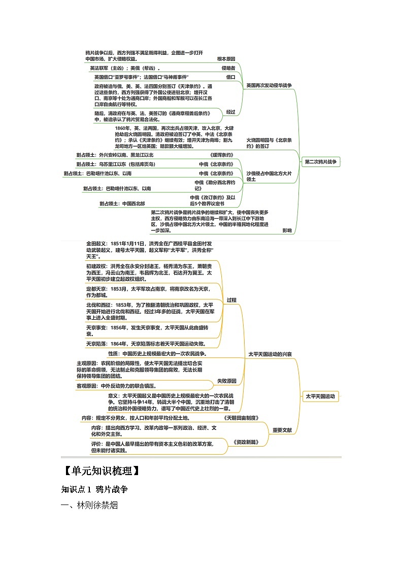 第一单元 中国开始沦为半殖民地半封建社会 学案（含解析）——2023-2024学年人教部编版历史八年级上册单元知识链接02