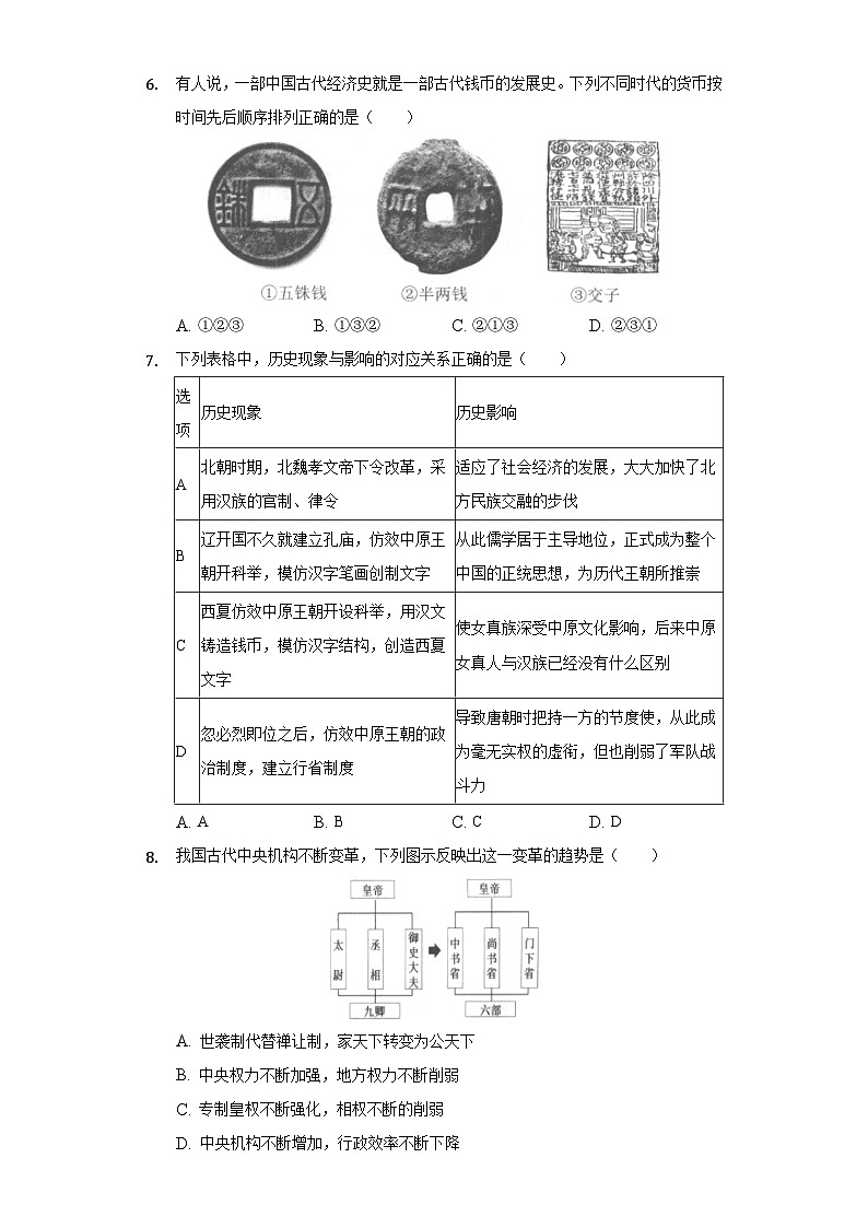 浙江省杭州市上城区2020-2021学年八年级上学期期末历史试卷第2页