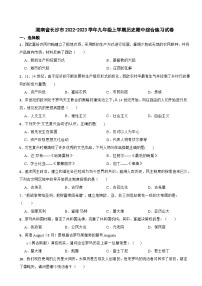 湖南省长沙市2022-2023学年九年级上学期历史期中综合练习试卷