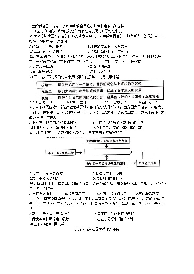 江苏省徐州市2023~2024学年九年级上学期期中考试历史试卷第3页