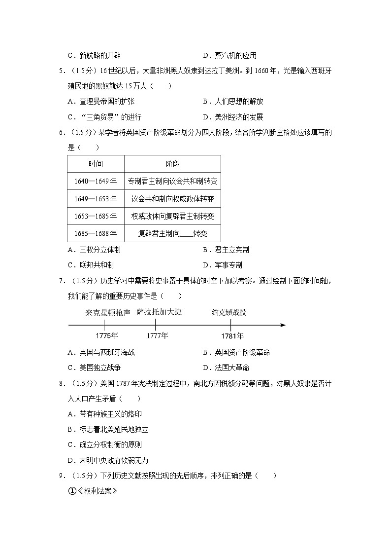 2023-2024学年北京市九年级（上）期中历史试卷（含解析）02