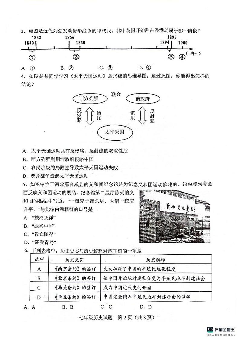 山东省泰安市肥城市（五四学制）2023-2024学年七年级上学期期中考试历史试题02