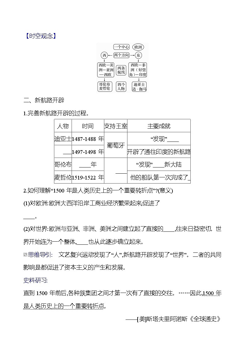 第五单元　第15课　探寻新航路 导学案（学生版）2023-2024 部编版九年级上册第2页