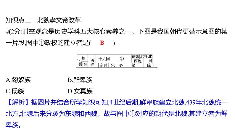 第四单元  第19课　北魏政治和北方民族大交融 习题课件 部编版历史 七年级上册第8页