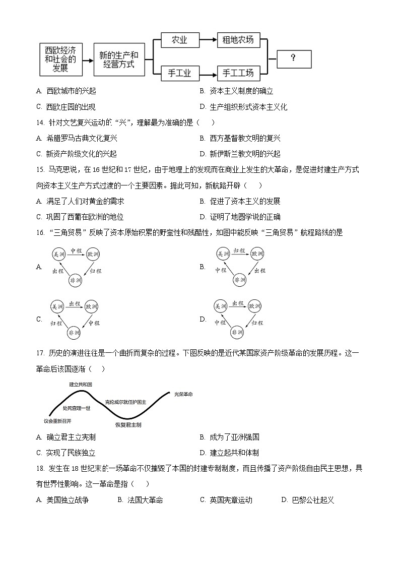 天津市东丽区东片共同体2023-2024学年九年级上学期期中历史试题（原卷+解析）03