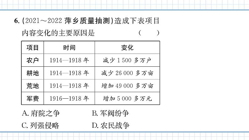 人教版历史八上第11课　北洋政府的统治与军阀割据（练习课件PPT）08