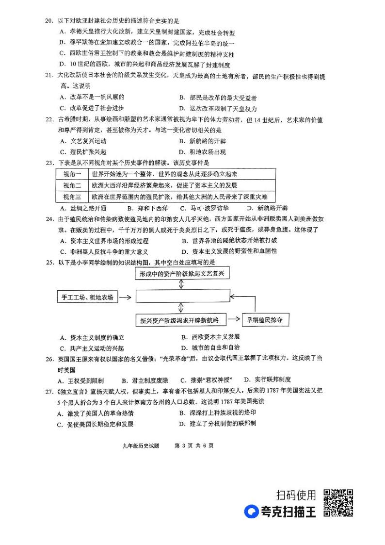 江苏省徐州市2023-2024学年度九年级第一学期期中检测历史试题(含答案)03