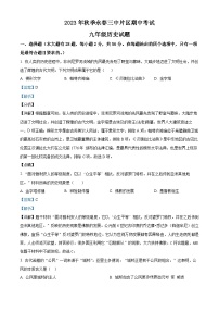 福建省泉州市永春三中片区2023-2024学年九年级上学期期中历史试题（解析版）