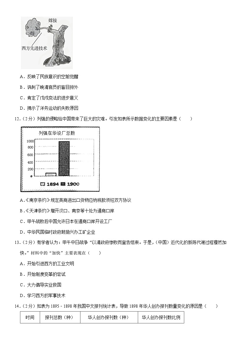 2023-2024学年安徽省合肥市庐江县八年级（上）期中历史试卷（含答案）03