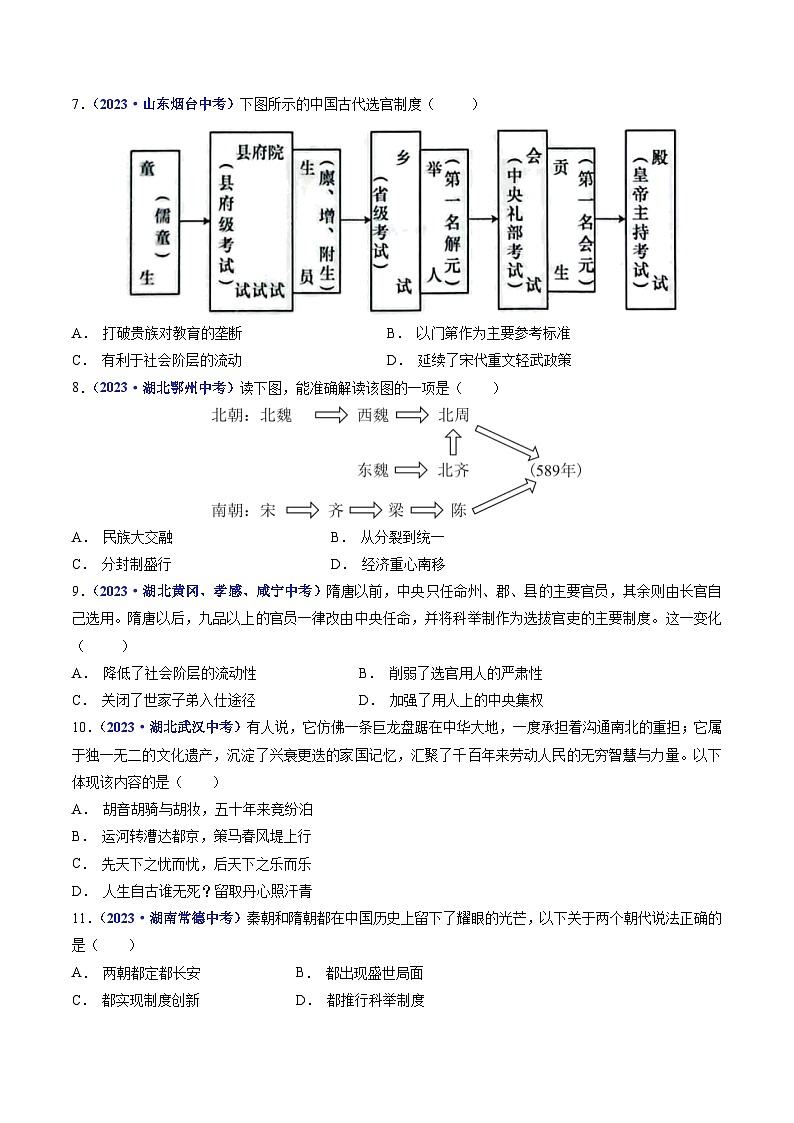 专题05  隋唐时期：繁荣与开放的时代 第1课 隋朝的统一与灭亡02