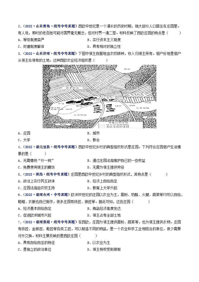 专题24 封建时代的欧洲 第8课 西欧庄园03