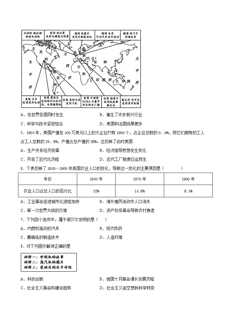 第5课 第二次工业革命（原卷版）学年九年级历史下册课后培优练（部编版）第2页