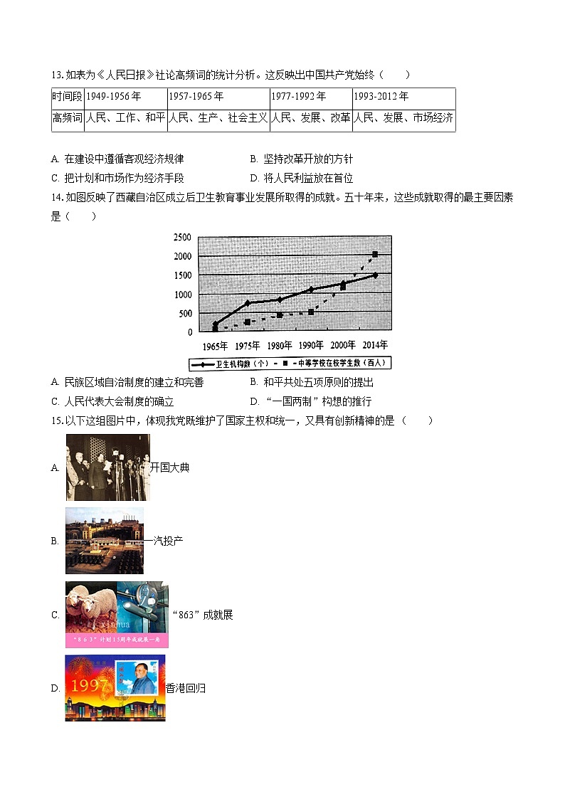2022-2023学年山东省菏泽市单县八年级（下）期末历史试卷(含答案解析)03