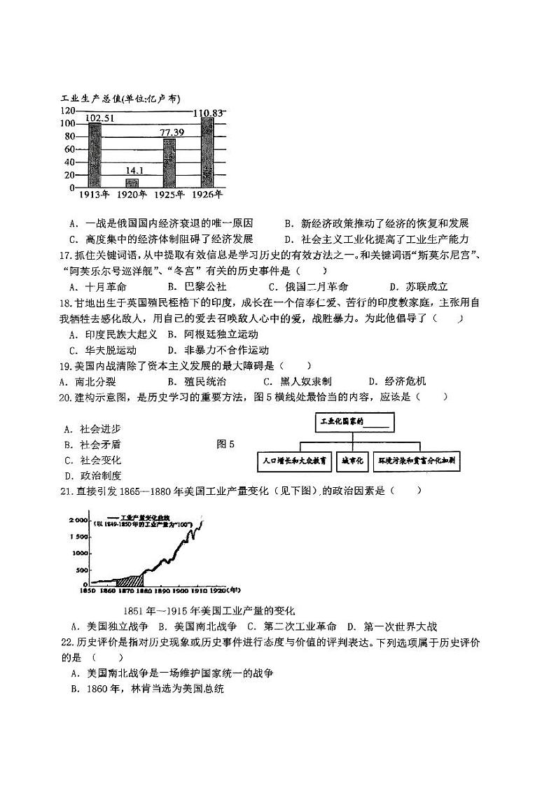 福建省龙岩市新罗区龙岩未来城实验学校2023-2024学年九年级上学期11月期中历史试题03