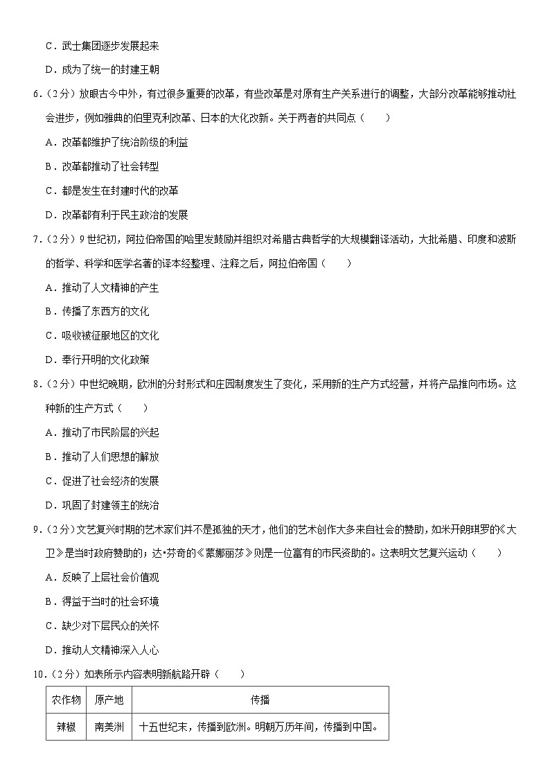 2023-2024学年山西省临汾市多校联考九年级（上）期中历史试卷（含解析）02