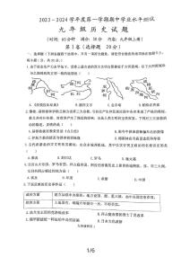 山东省嘉祥县2023-2024学年九年级上学期期中历史试题