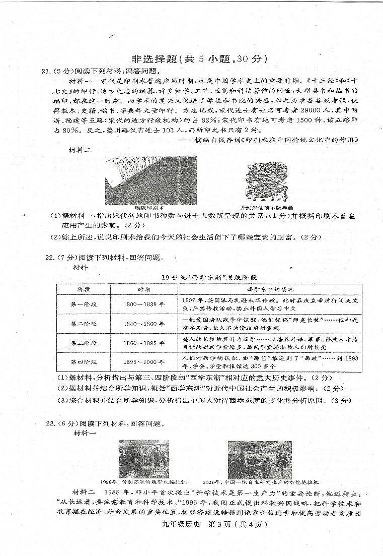 2023年河南省周口市太康县中考一模历史试题03