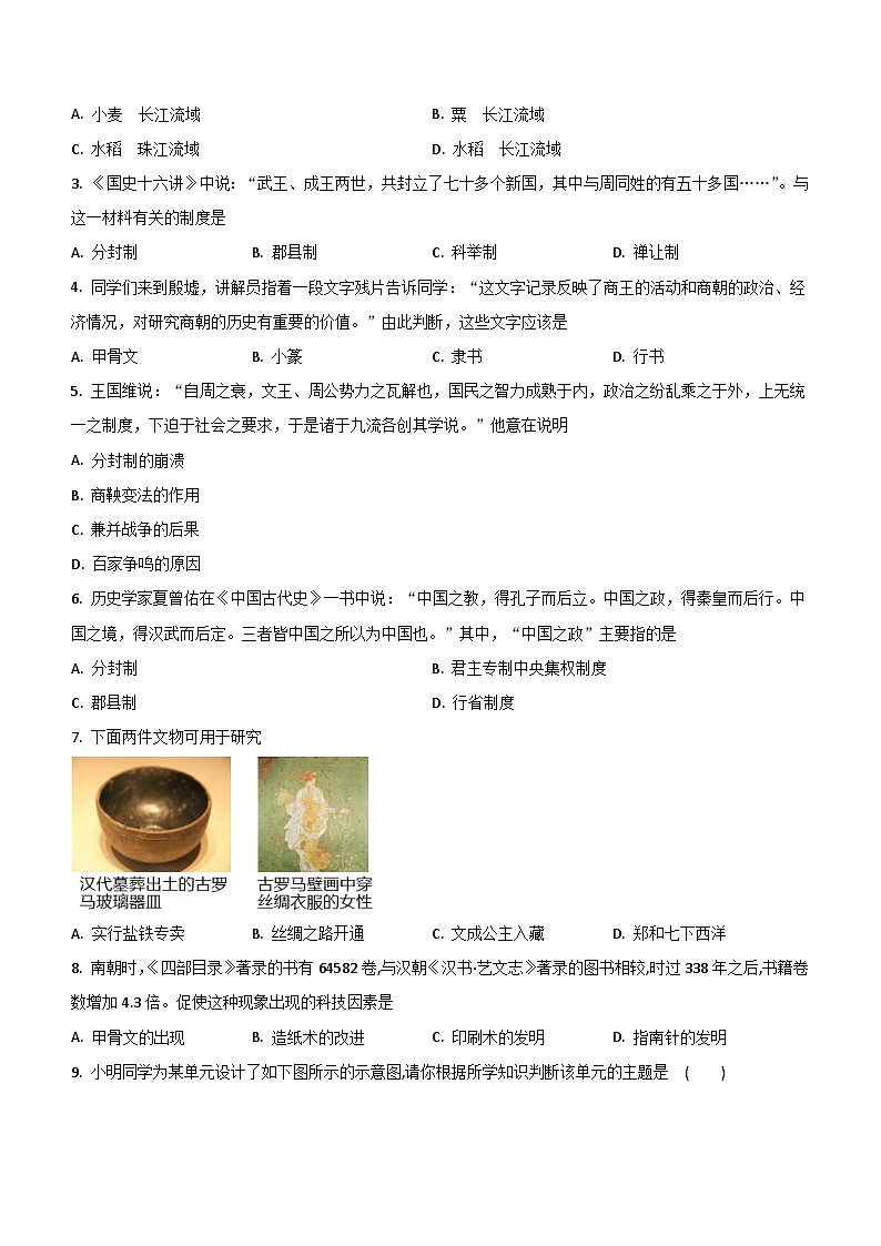 北京市重点中学2023-2024学年部编版九年级历史上学期期中试题（含解析）02