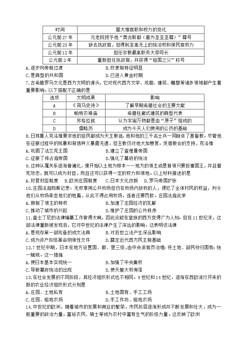 江苏省南菁高级中学实验学校2023-2024学年九年级上学期期中历史试卷02