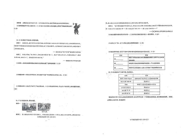 河南省周口市淮阳区羲城中学2023-2024学年七年级上学期11月期中历史试题02