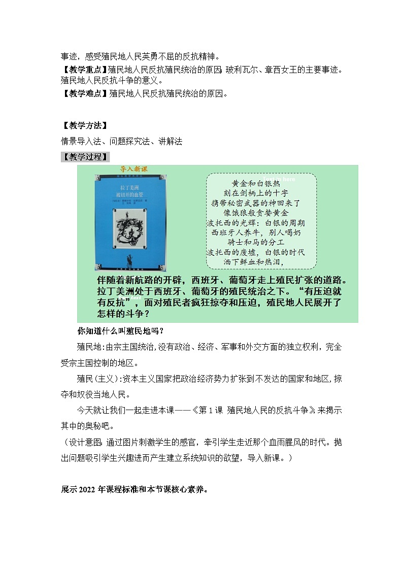 【核心素养】人教版初中历史九年级下册 第1课殖民地人民的反抗斗争 教案（含教学反思）第2页