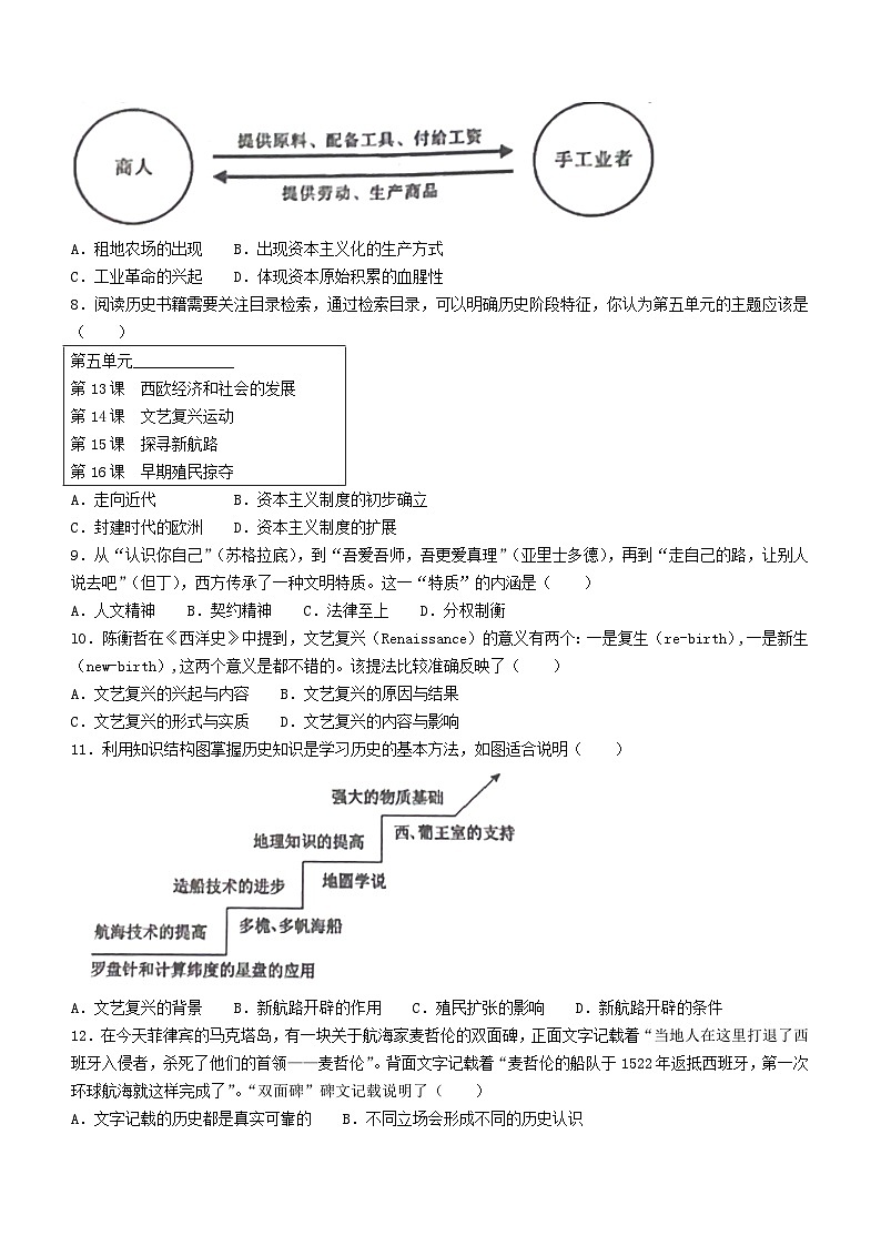 山东省济宁市鱼台县2023-2024学年九年级上学期11月期中历史试题(无答案)第2页