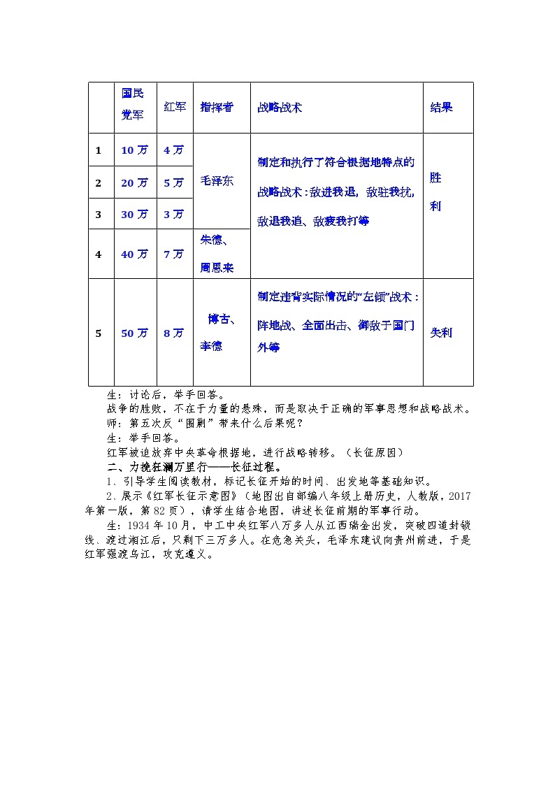 中国工农红军长征 教学设计02