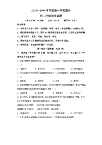 陕西省咸阳市彩虹学校2023-2024学年九年级上学期期中历史试题（含解析）