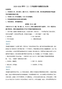 河南省焦作市中站区2023-2024学年八年级上学期期中考试历史试题（解析版）