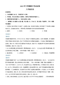 湖南省邵阳市武冈市2023-2024学年八年级上学期期中历史试题（解析版）