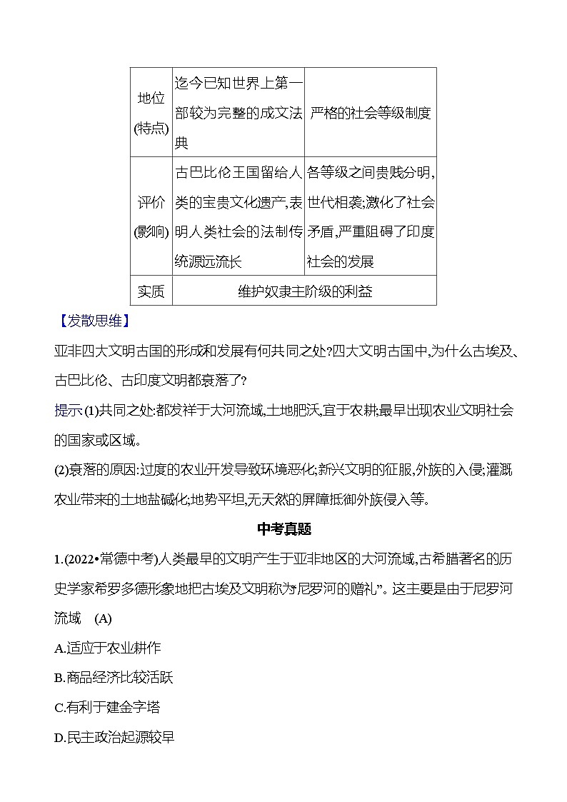 第一单元古代亚非文明　单元复习课 导学案（学生版+教师版）2023-2024学年度部编版历史九年级上册02