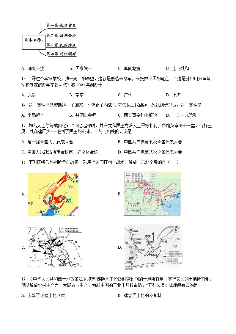 2022年山东省滨州市初中学业水平考试全真模拟（七）历史试题03