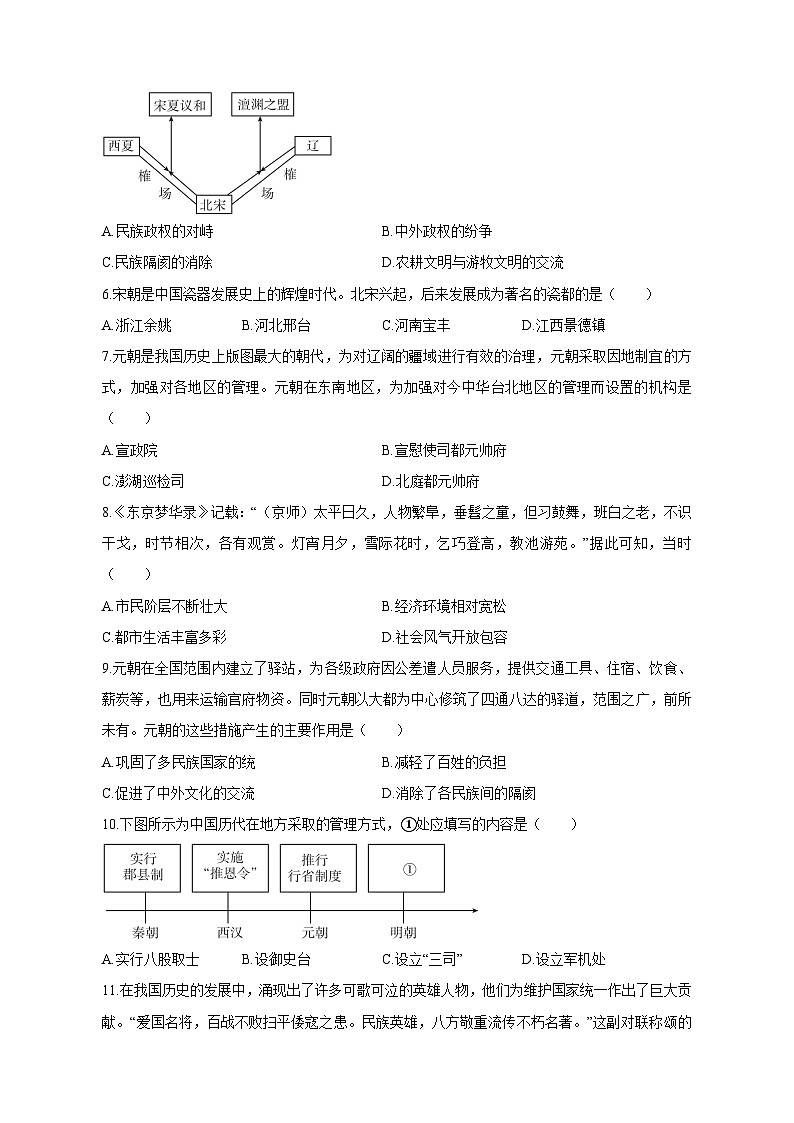 2023-2024学年河北省保定市七年级下学期期末质量检测历史质量检测模拟试题（含答案）02