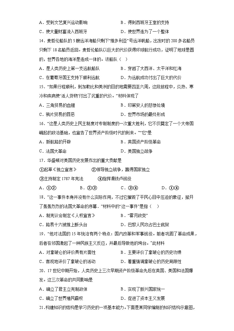山东省临沂市兰陵县2023-2024学年九年级上学期期中历史试题（含解析）第3页