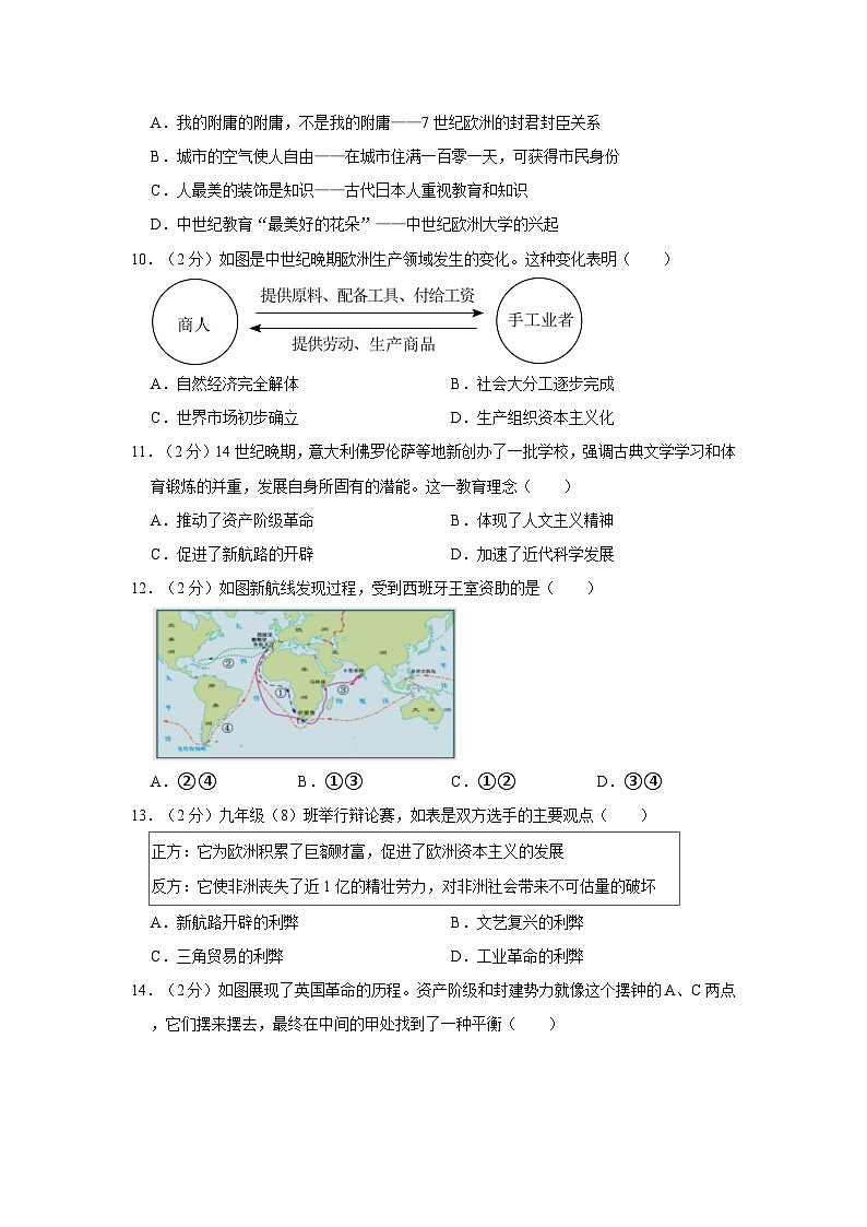 山东省东营市东营区2023-2024学年部编版五四制八年级上学期期中历史试卷第3页