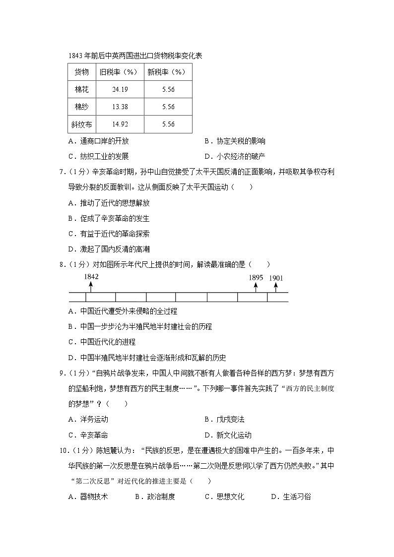 河南省信阳市2023-2024学年部编版八年级上学期期中历史试卷（含解析）02