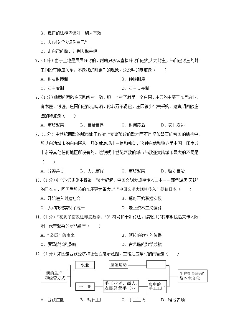 河南省周口市商水县2023-2024学年部编版九年级上学期期中历史试卷（含解析）02