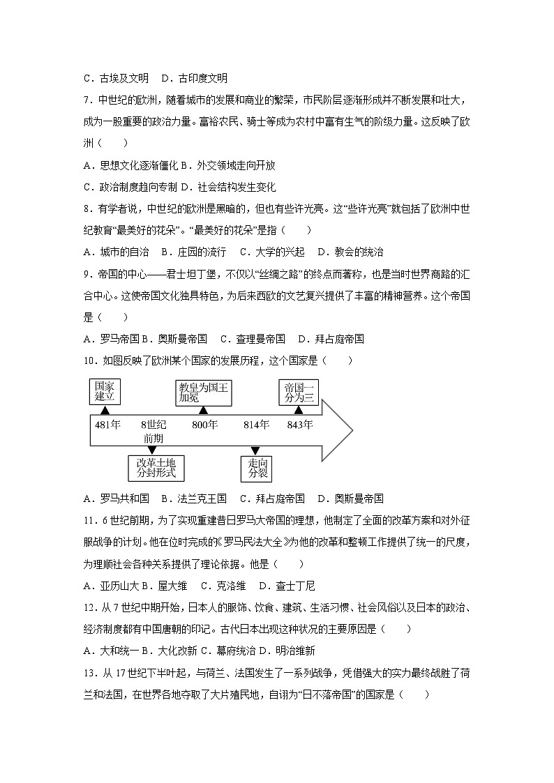 辽宁省沈阳市沈北新区2023-2024学年部编版九年级上学期期中历史试卷（含答案）02