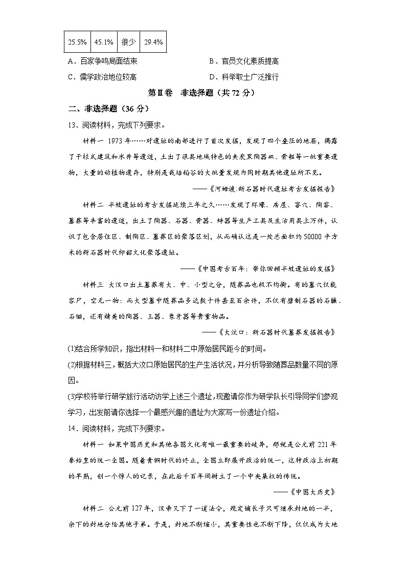 四川省德阳市中江县2023—-2024学年七年级上学期期中历史试题（含解析）03