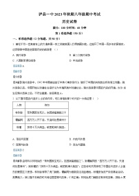 四川省泸县第一中学2023-2024学年八年级上学期11月期中历史试题（解析版）