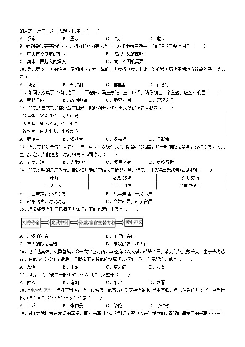 河南省洛阳市宜阳县2022-2023学年七年级上学期期末历史试题第2页