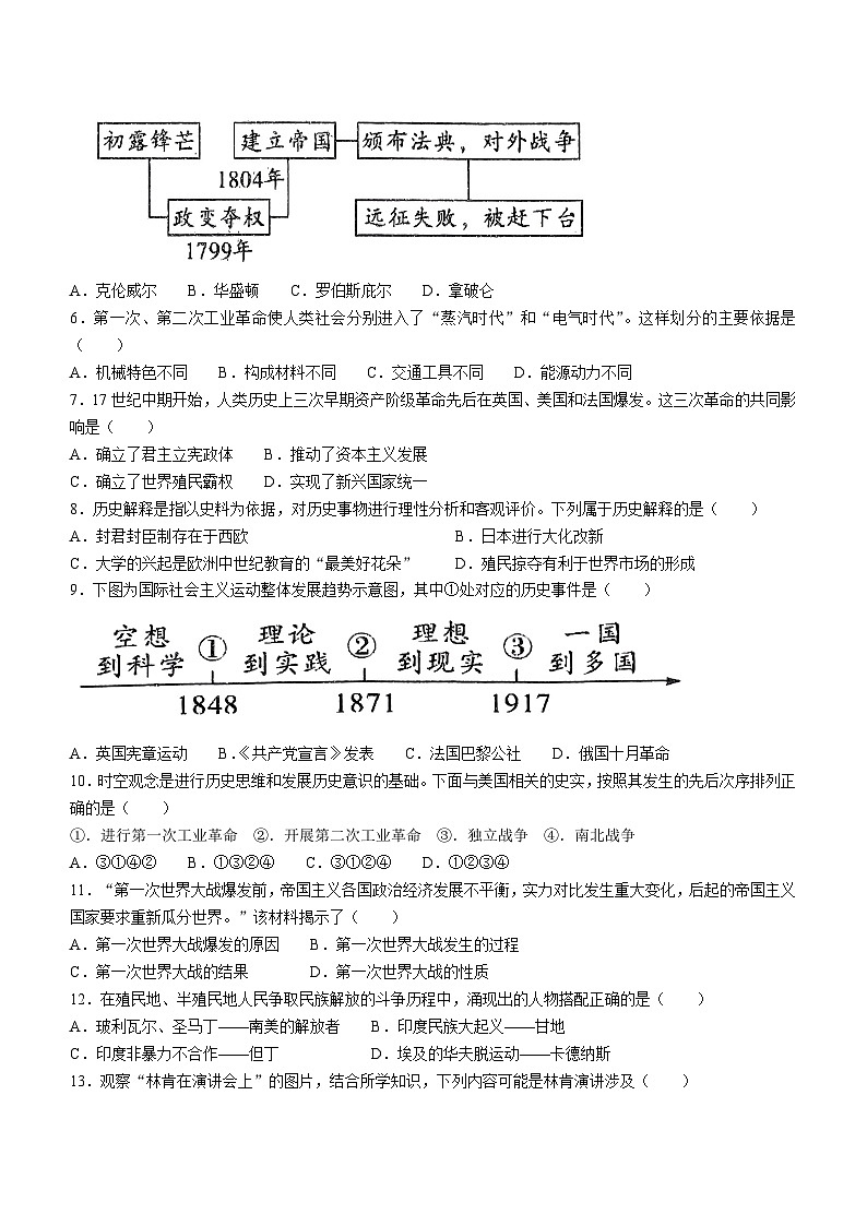 辽宁省鞍山市部分学校2023-2024学年九年级上学期12月月考历史试题（含答案）第2页