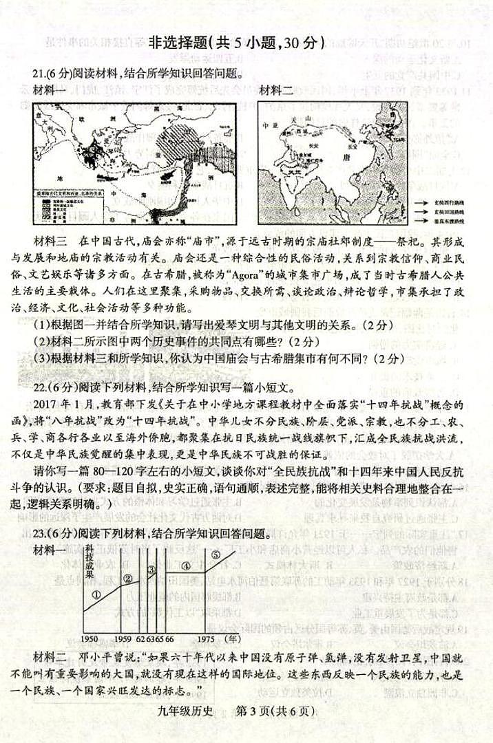 2022年河南省九年级第二次联考历史模拟试题03