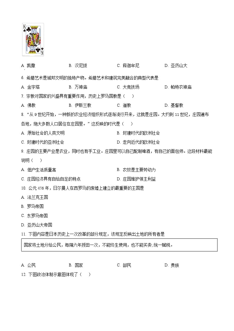 辽宁省丹东市东港市2022-2023学年九年级上学期期末历史试题02