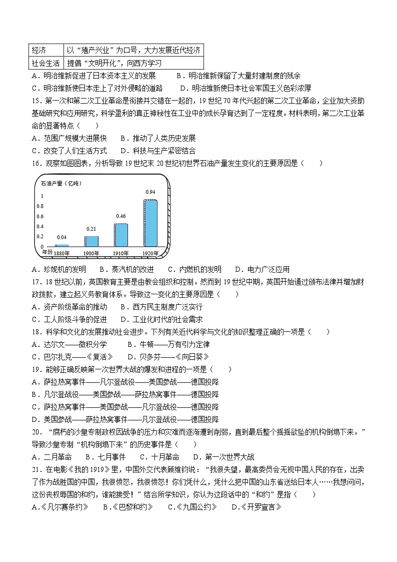 广东省广州市番禺区重点学校2023-2024学年部编版九年级历史上学期第三次月考试题（含答案）第3页