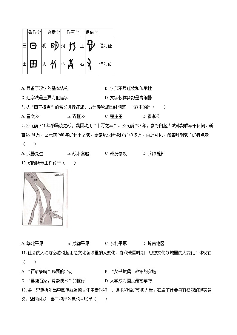 2022-2023学年河北省承德市承德县七年级（上）期末历史试卷（含答案解析）02